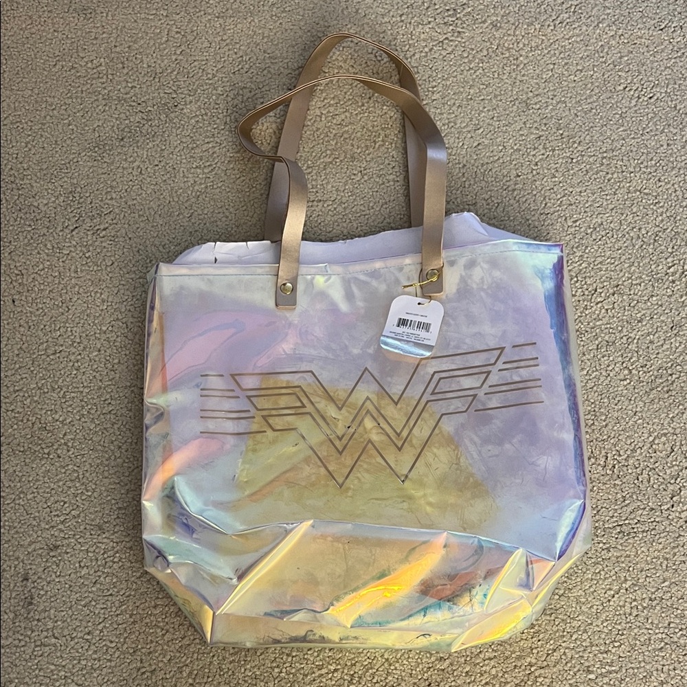 Holographic Wonder women bag Tote Bag with Gold Handles